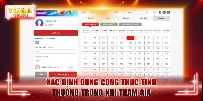 Xác định đúng công thức tính thưởng trong khi tham gia