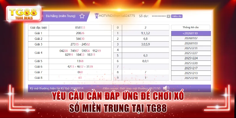 Yêu cầu cần đáp ứng để chơi xổ số miền Trung tại TG88